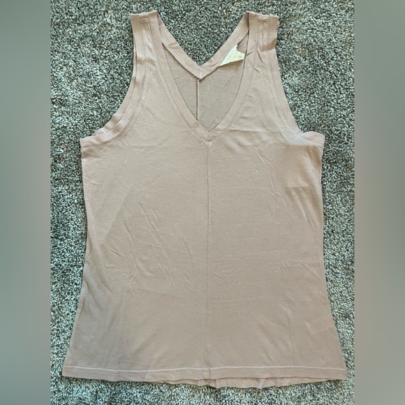 Caslon Tops - Caslon Tan Tank Top V-Neck Sleeveless, Size: S